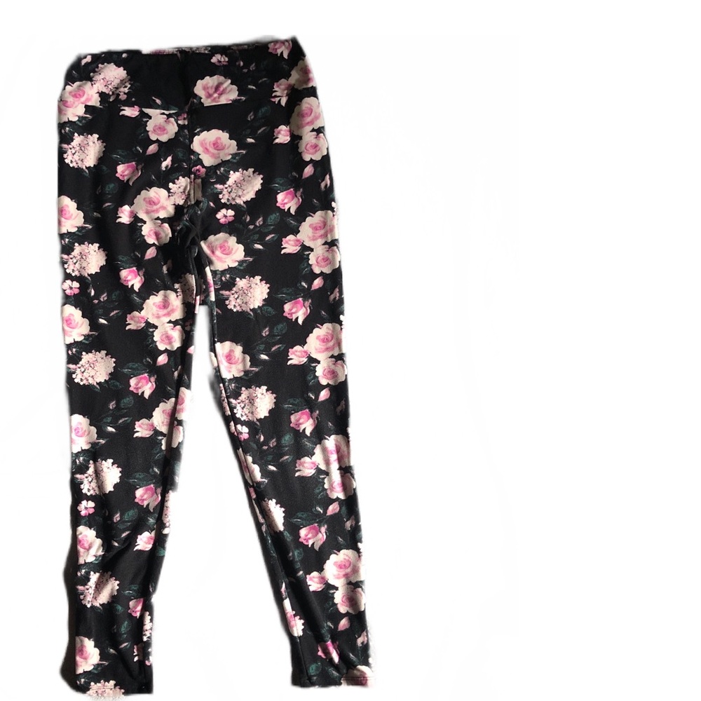 Lula Roe Yoga Pants with Roses One Size